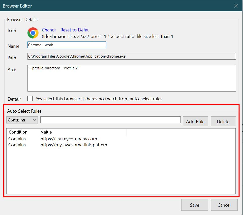 browser handling rules